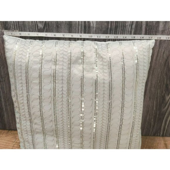 S.L. Home Fashions Pillow Pale Blue Cover Silver Sequin Design 100% Cotton Cover - Picture 7 of 9